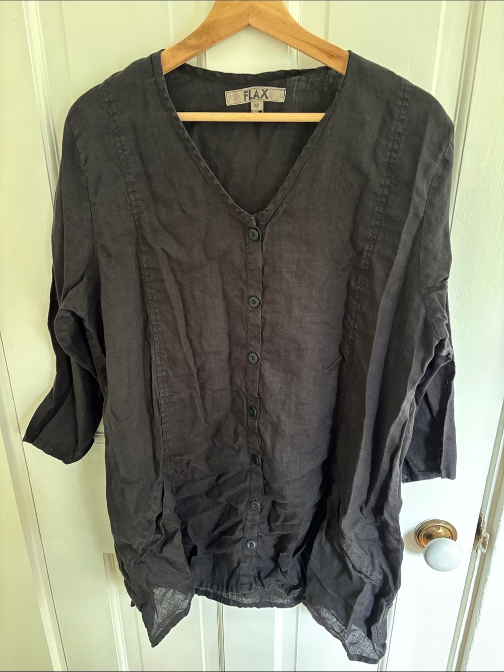 Flax Black 100% Linen Tunic - M